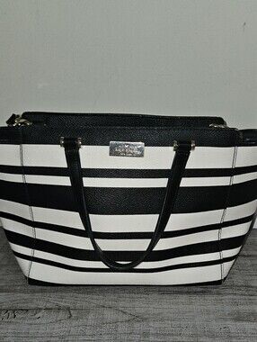 kate spade Black and White Striped Tote with Dual Top Handles